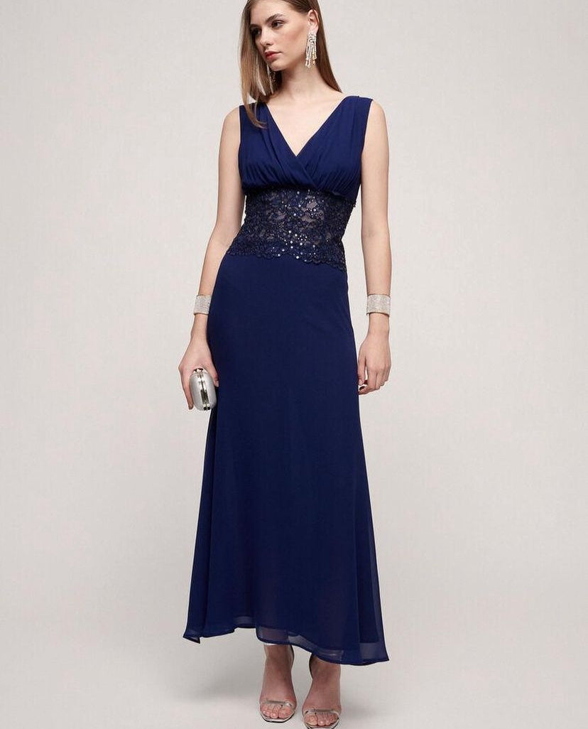 Twilight Elegance Evening Silk Dress