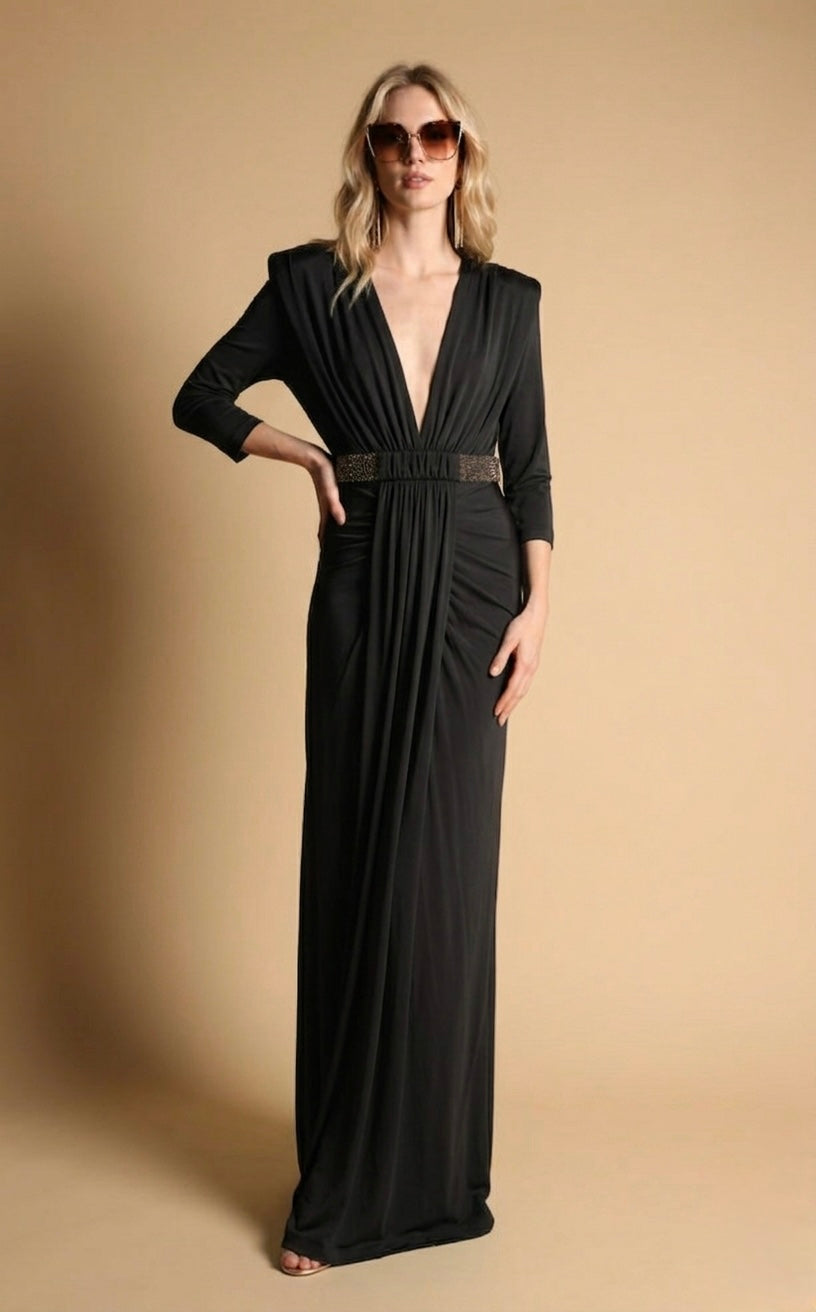 Elegance Deep V-Neck Dress