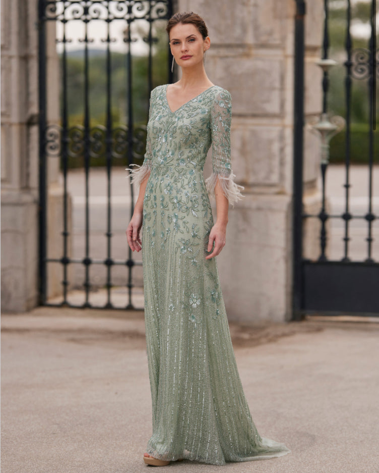 Luxurious Hand-Beaded Evening Gown-Couture Club