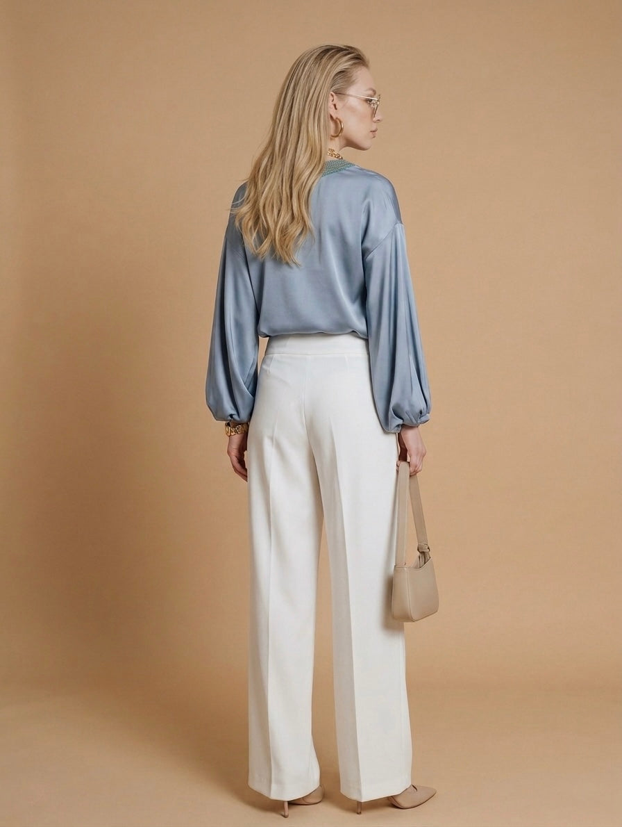 Embroidered Satin Blouse