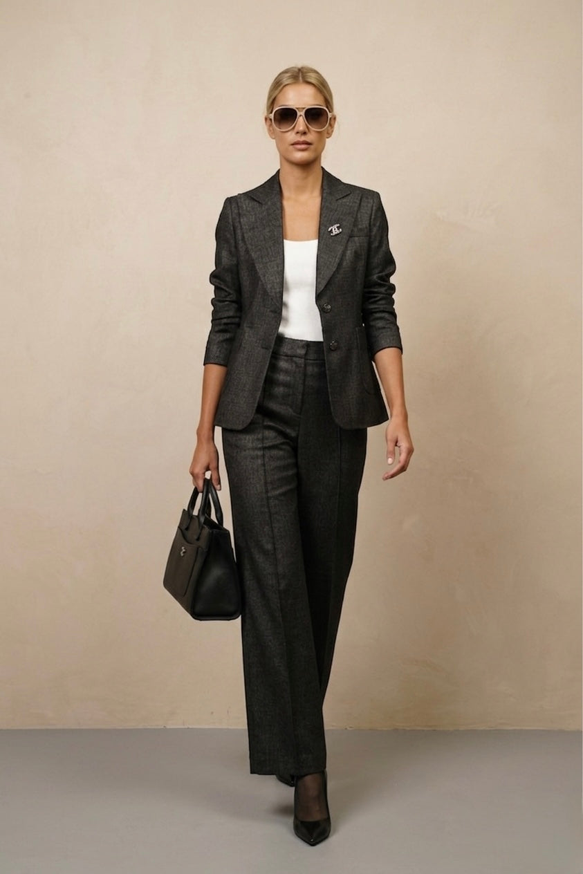 Linen Blend Grey Suit