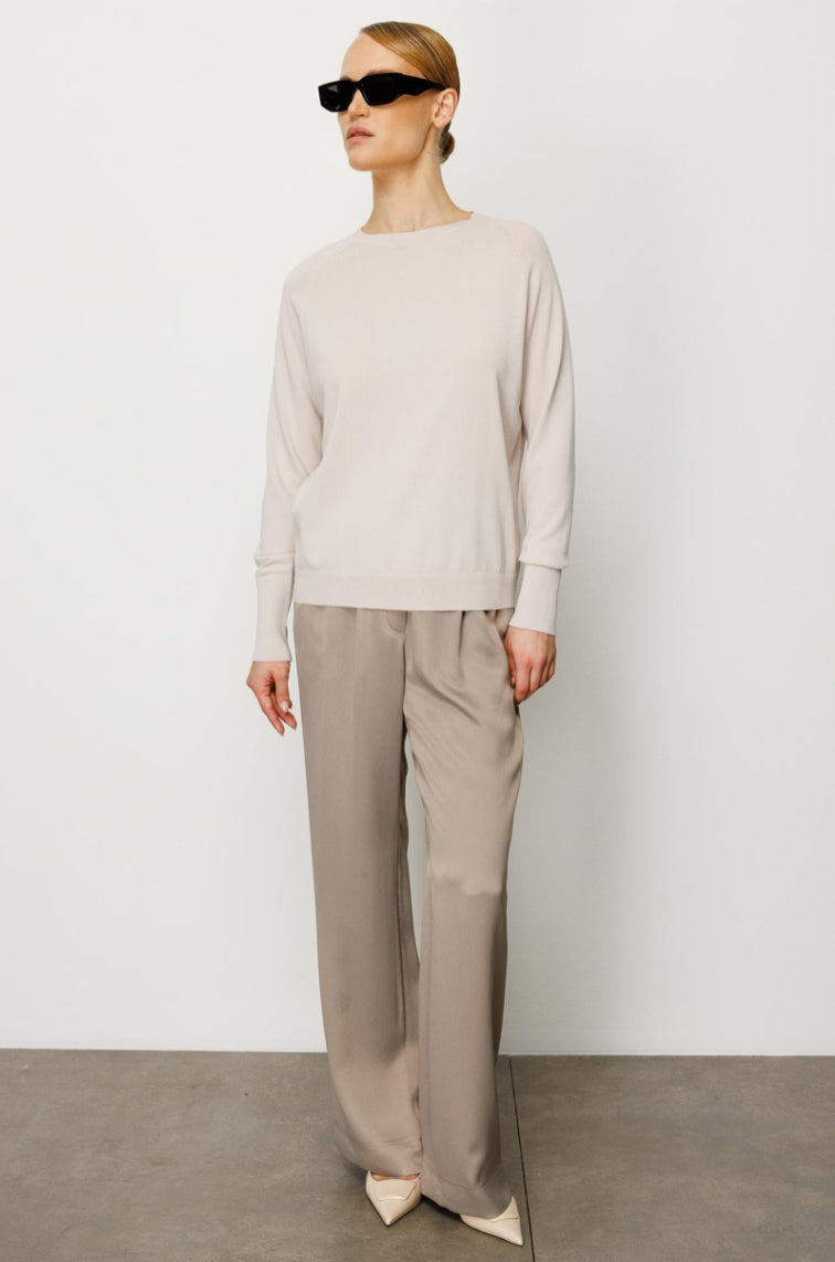 Elastane Belted Loose Cut Trousers