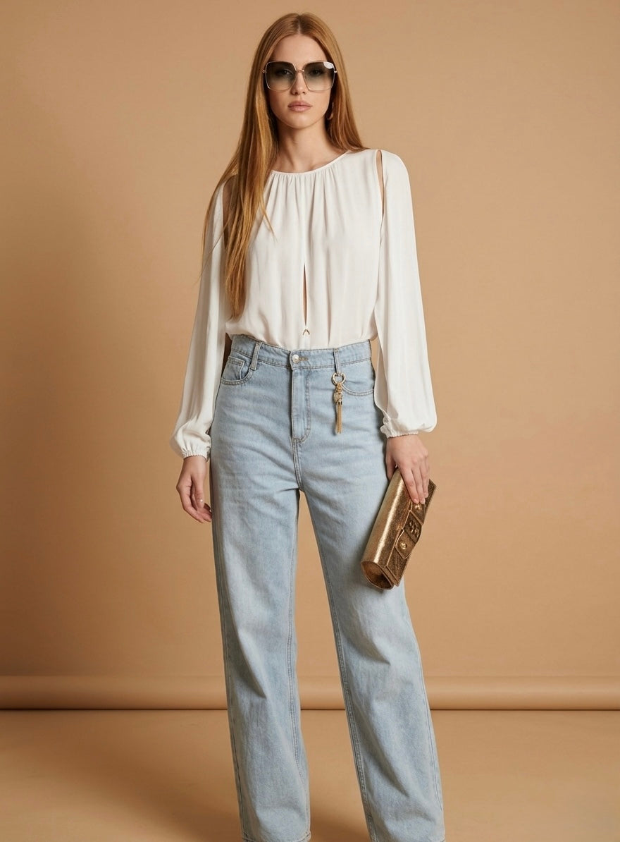 Cut-Out Shoulder Blouse