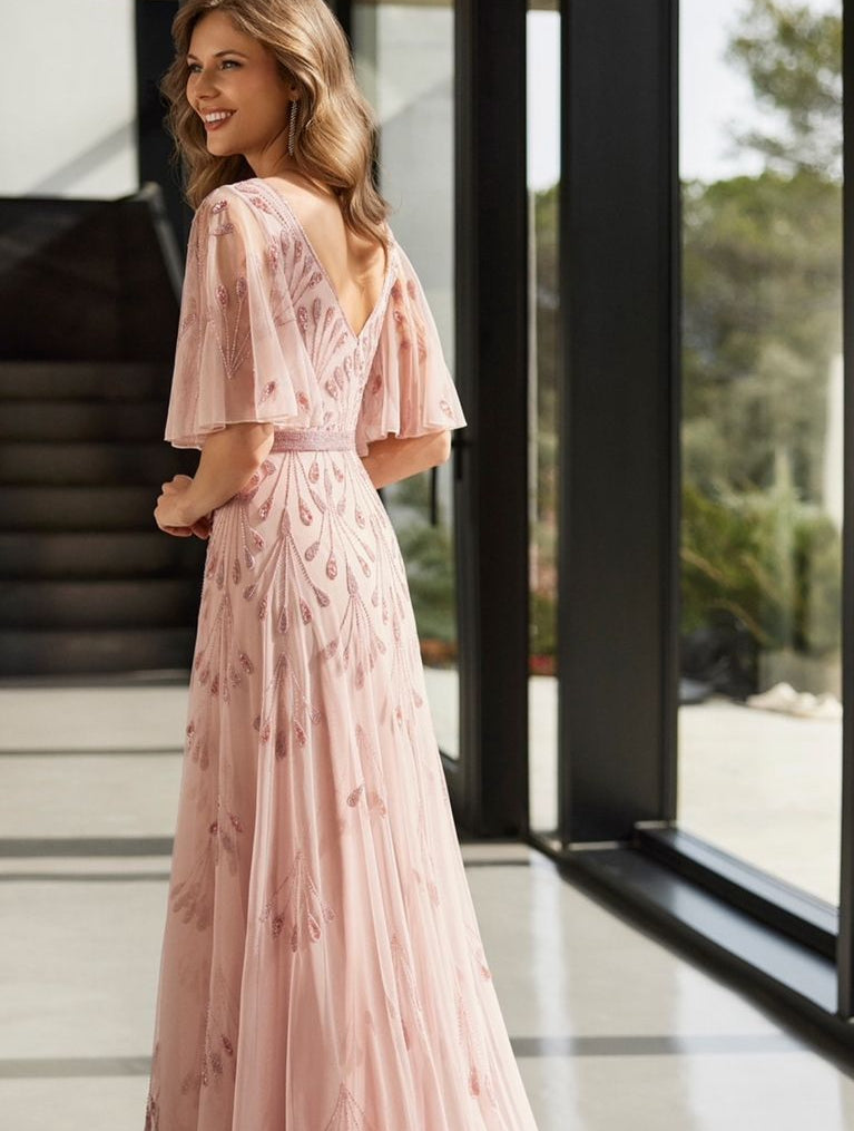 Hand-Beaded Evening Gown by Marfil Barcelona