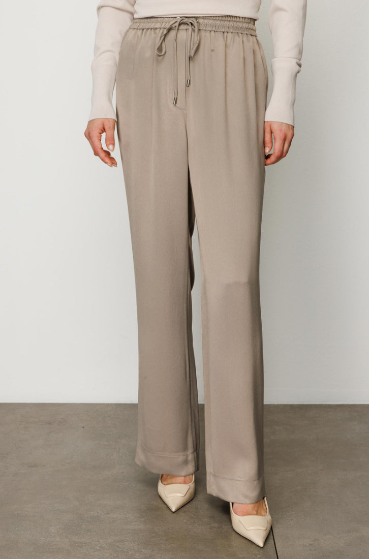 Elastane Belted Loose Cut Trousers
