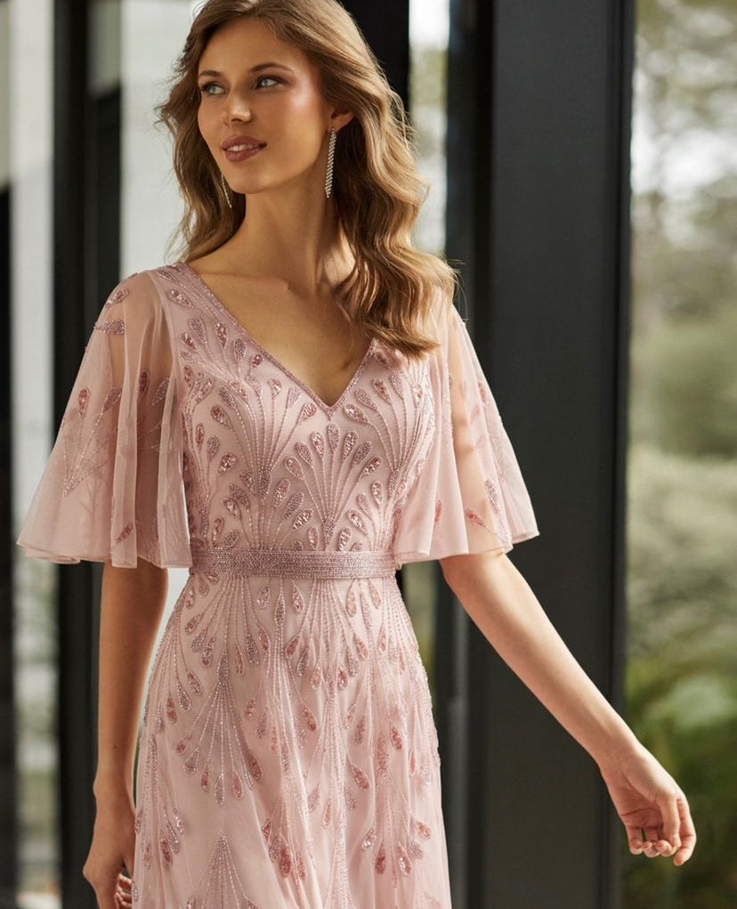 Hand-Beaded Evening Gown by Marfil Barcelona
