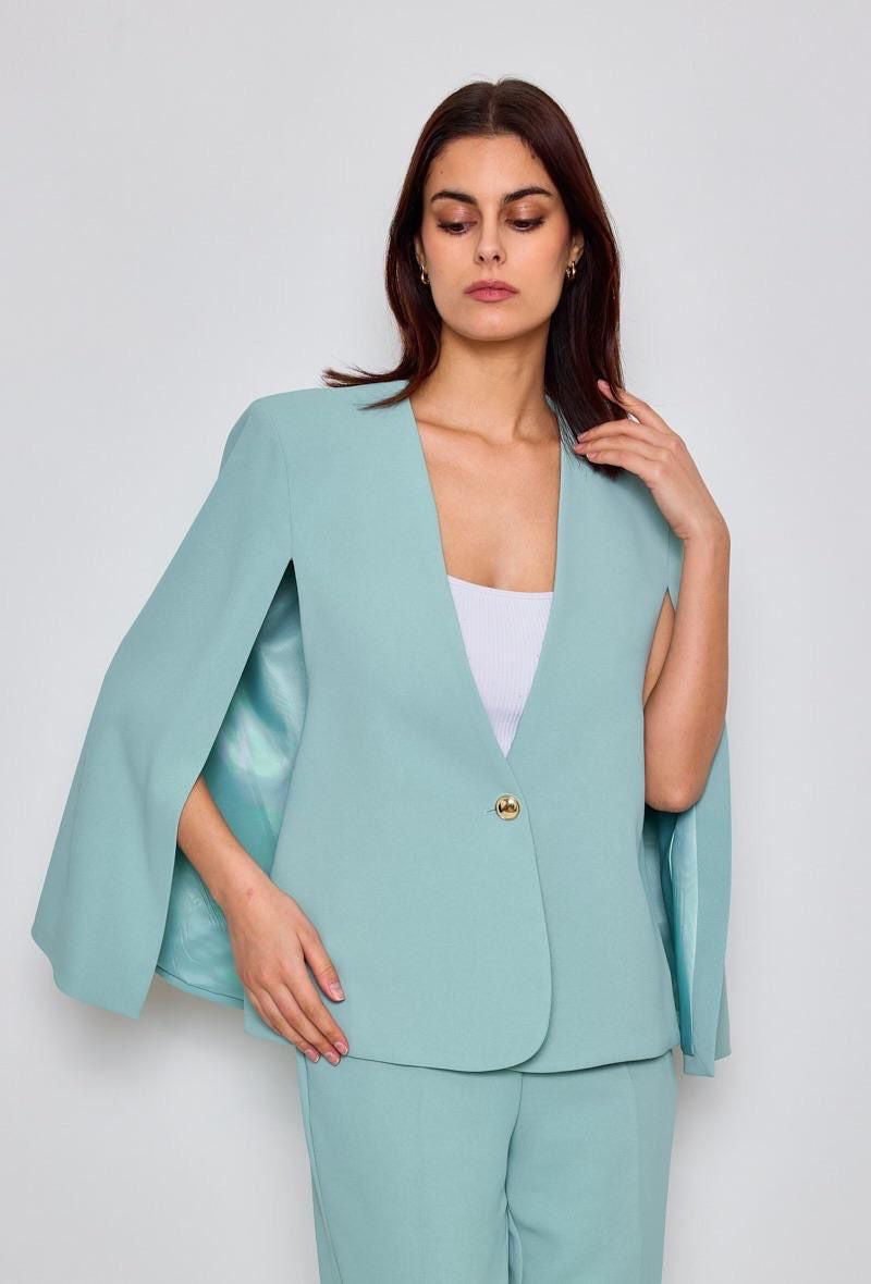 Mint Cape Blazer & pants suit