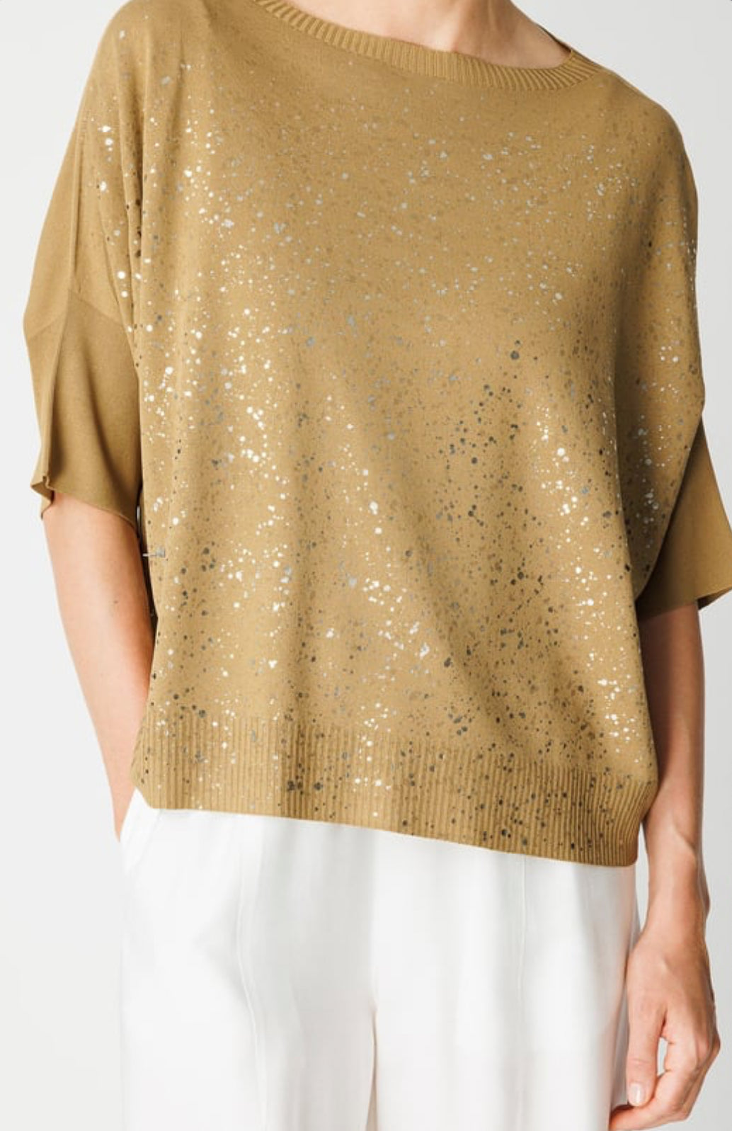 Foil Printed Boat Neck Knitwear