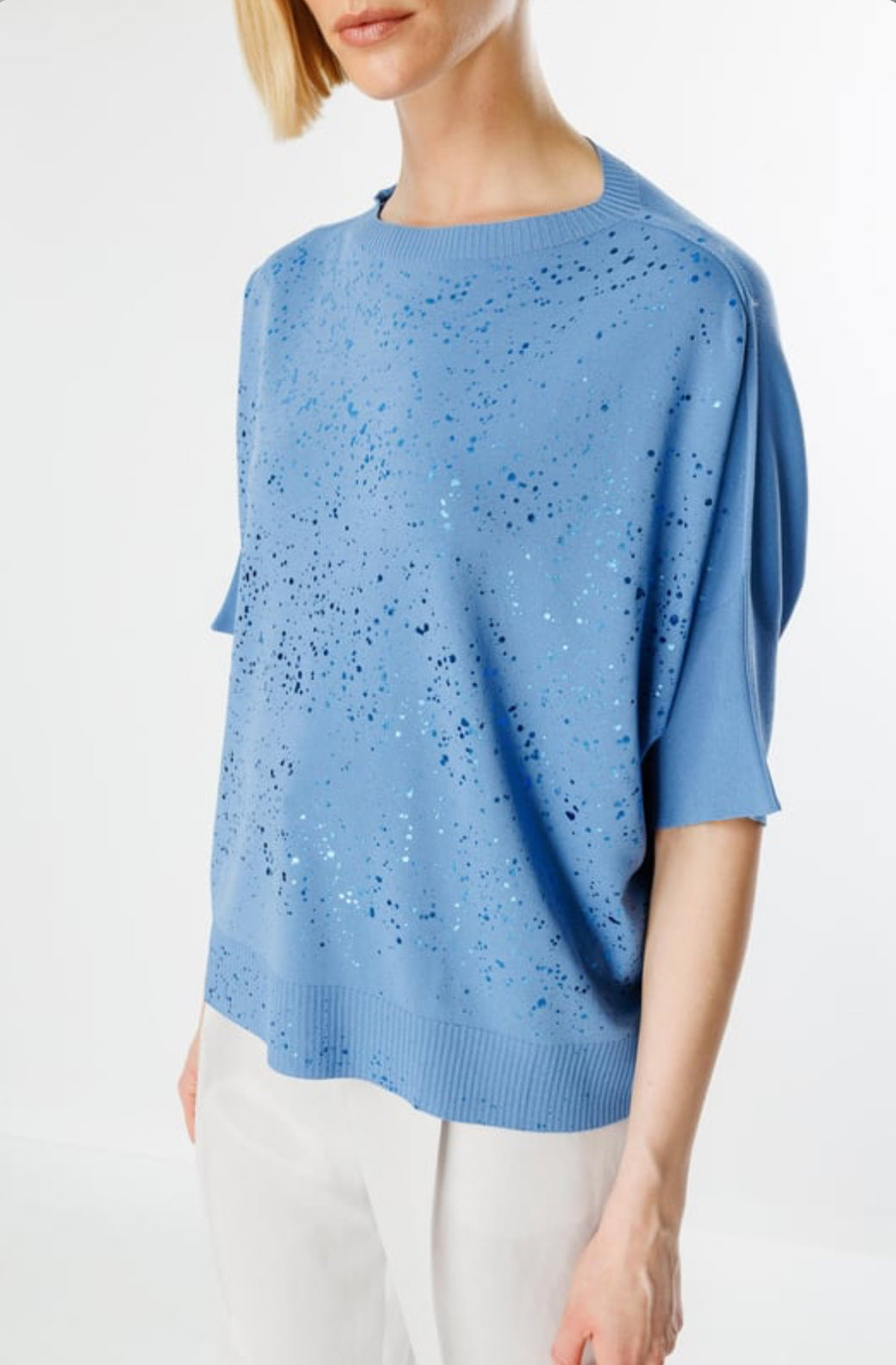 Foil Printed Boat Neck Knitwear
