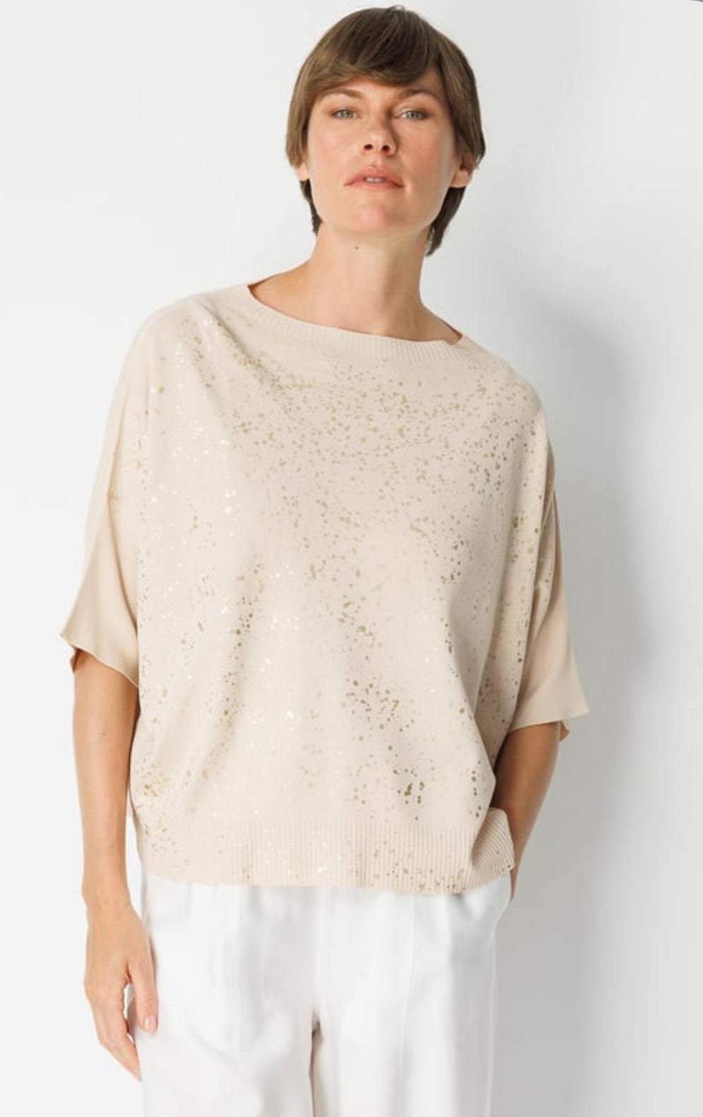 Foil Printed Boat Neck knitwear