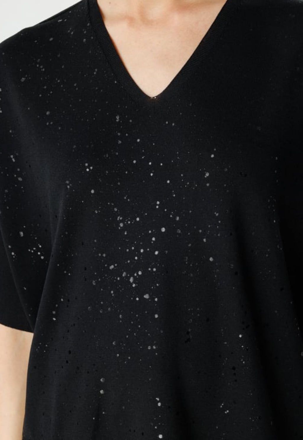 Foil Printed V Neck Knitwear