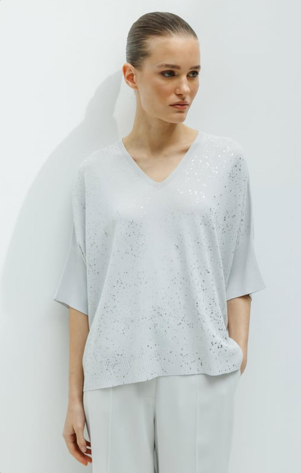 Foil Printed V Neck Knitwear