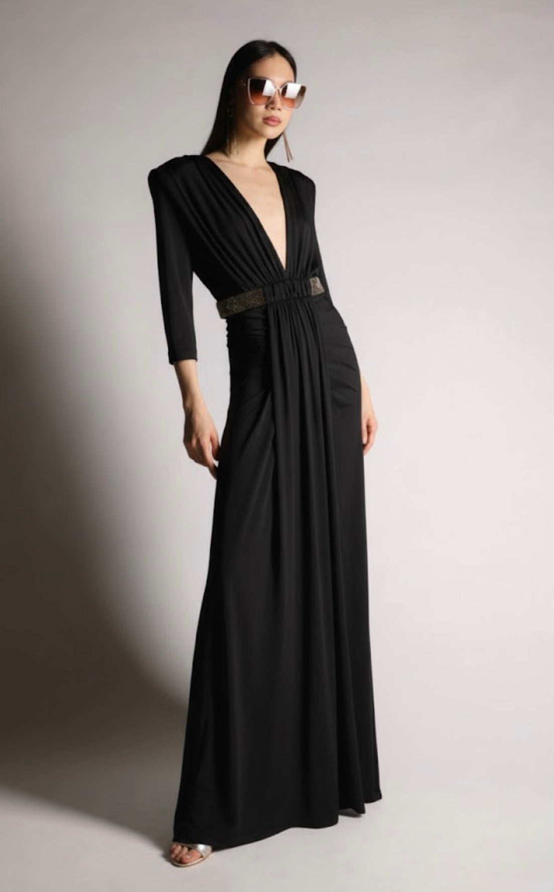 Elegance Deep V-Neck Dress