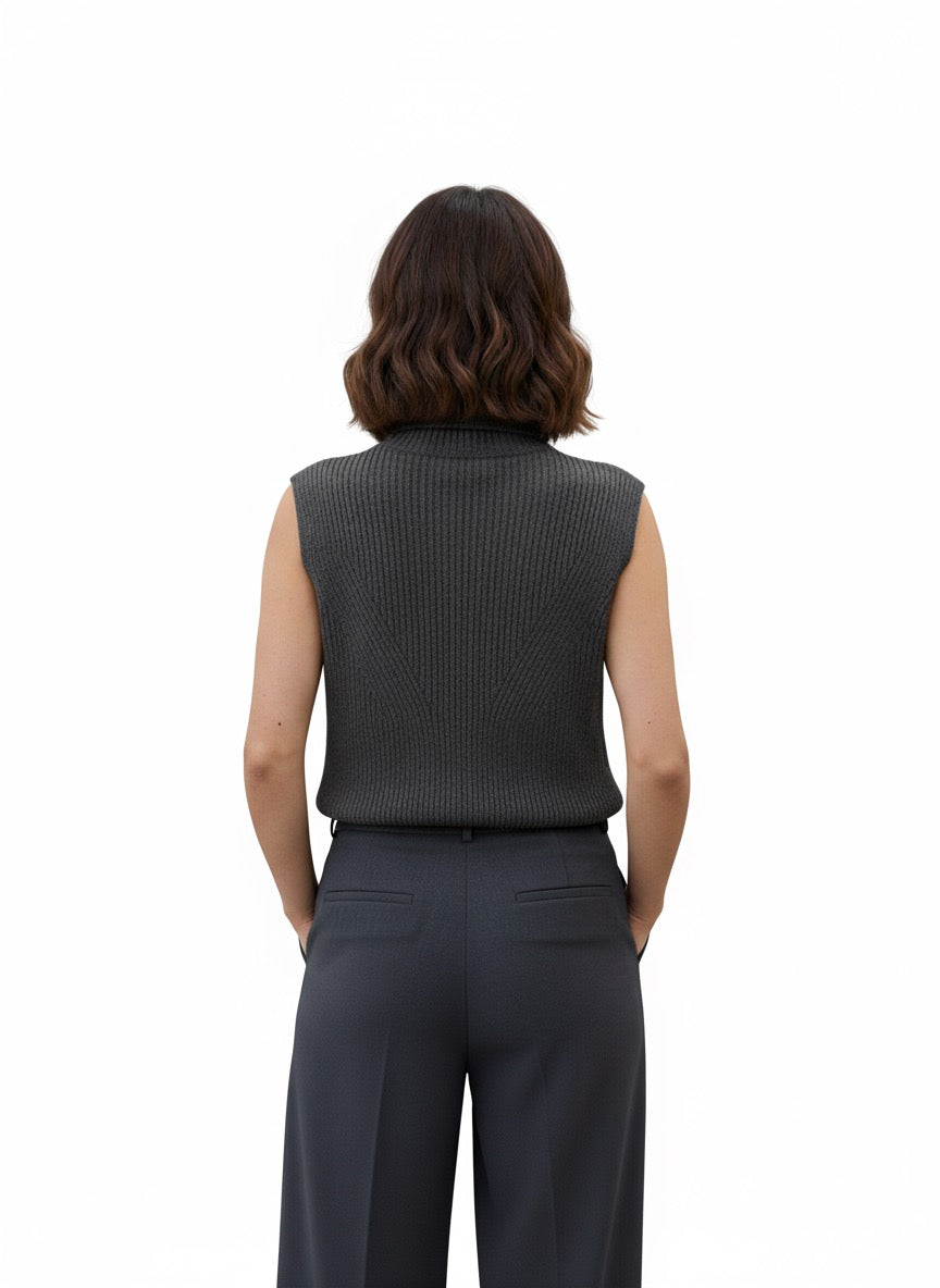 High-Neck Cashmere Gilet