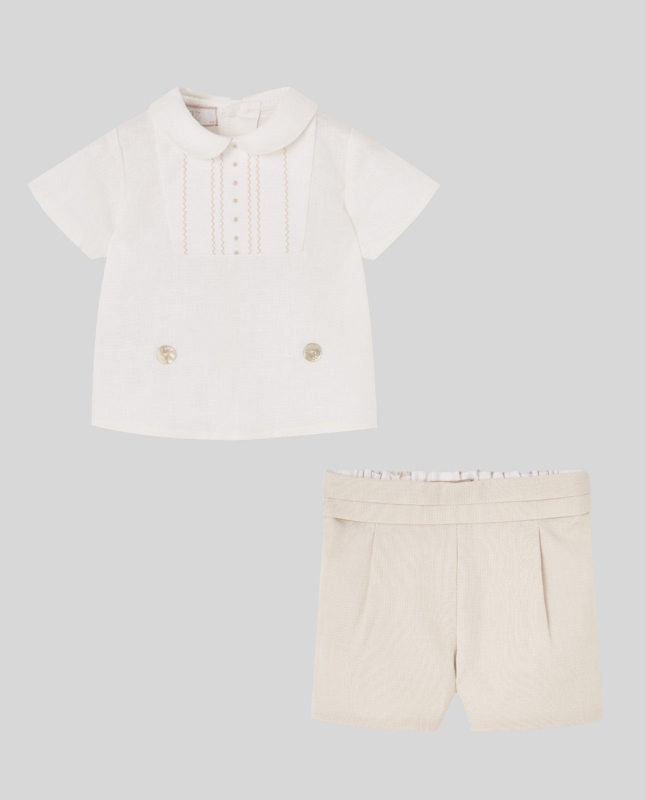 Ivory Shirt & Beige Shorts Set