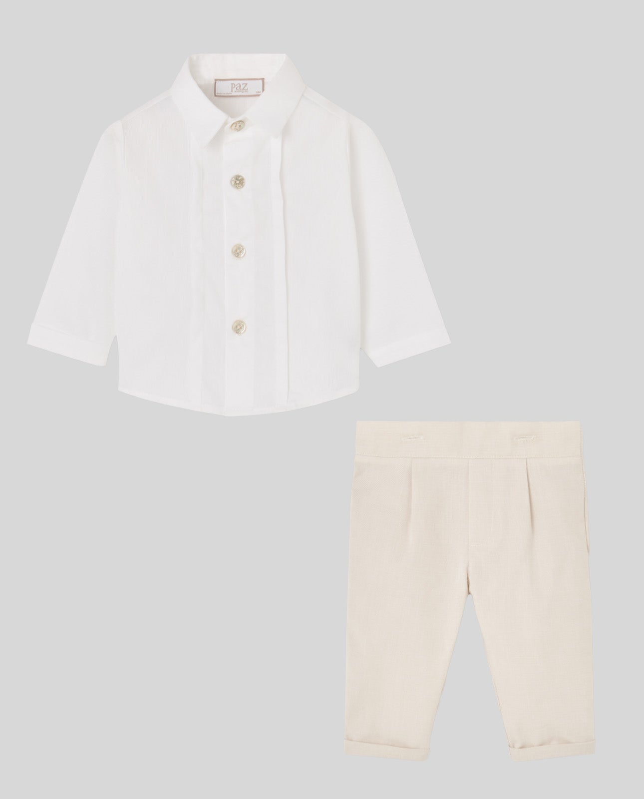 Ivory Shirt & Beige Trousers Set
