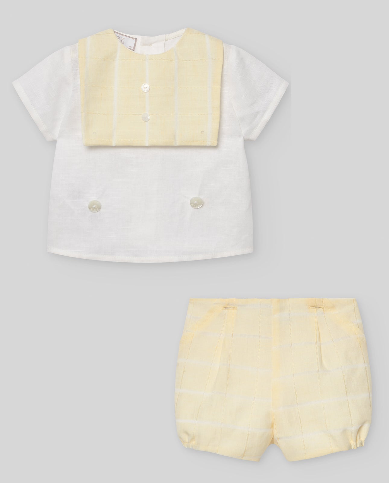 White & Yellow Check Shirt with Bloomers Set