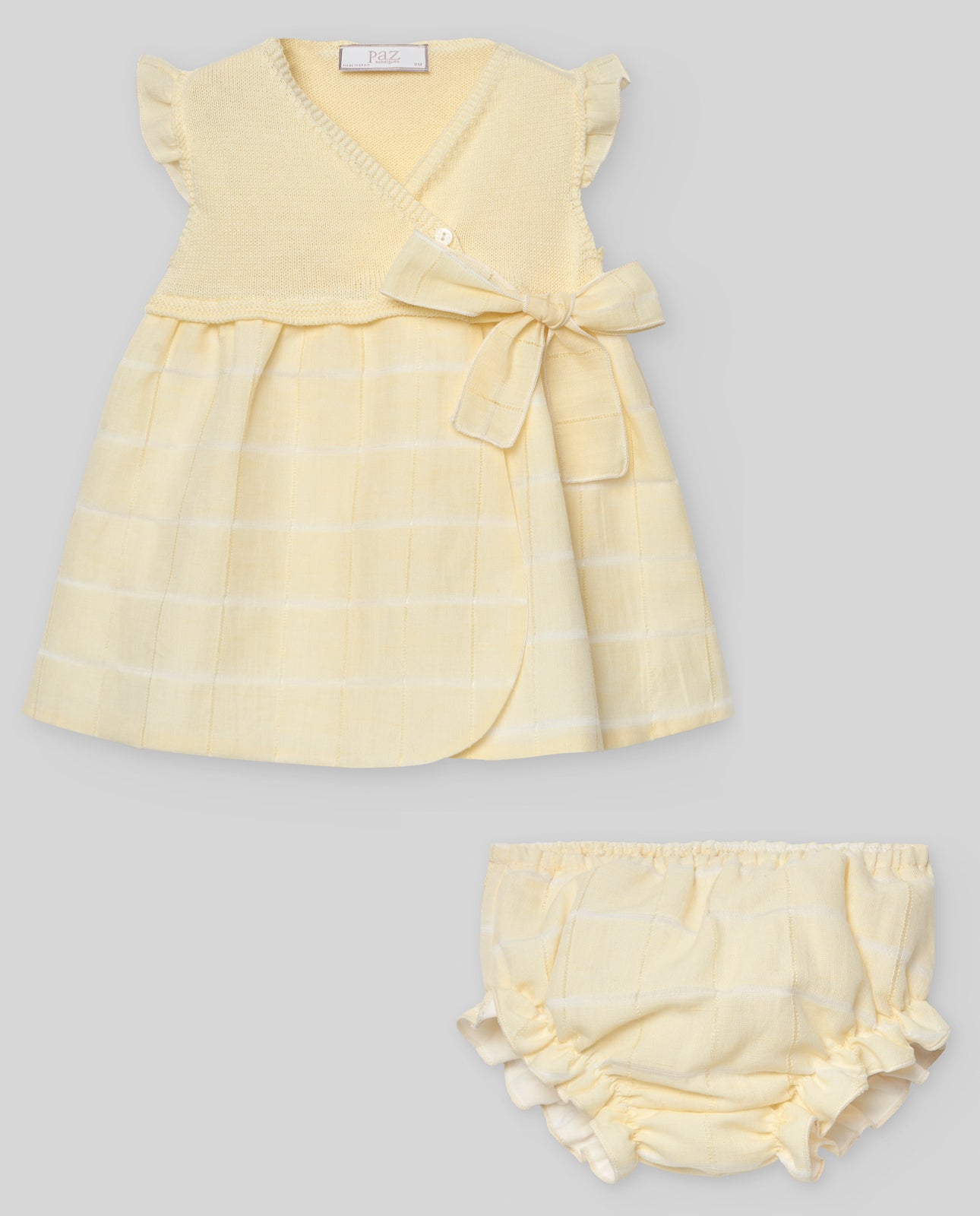 Yellow Check Dress & Bloomers Set