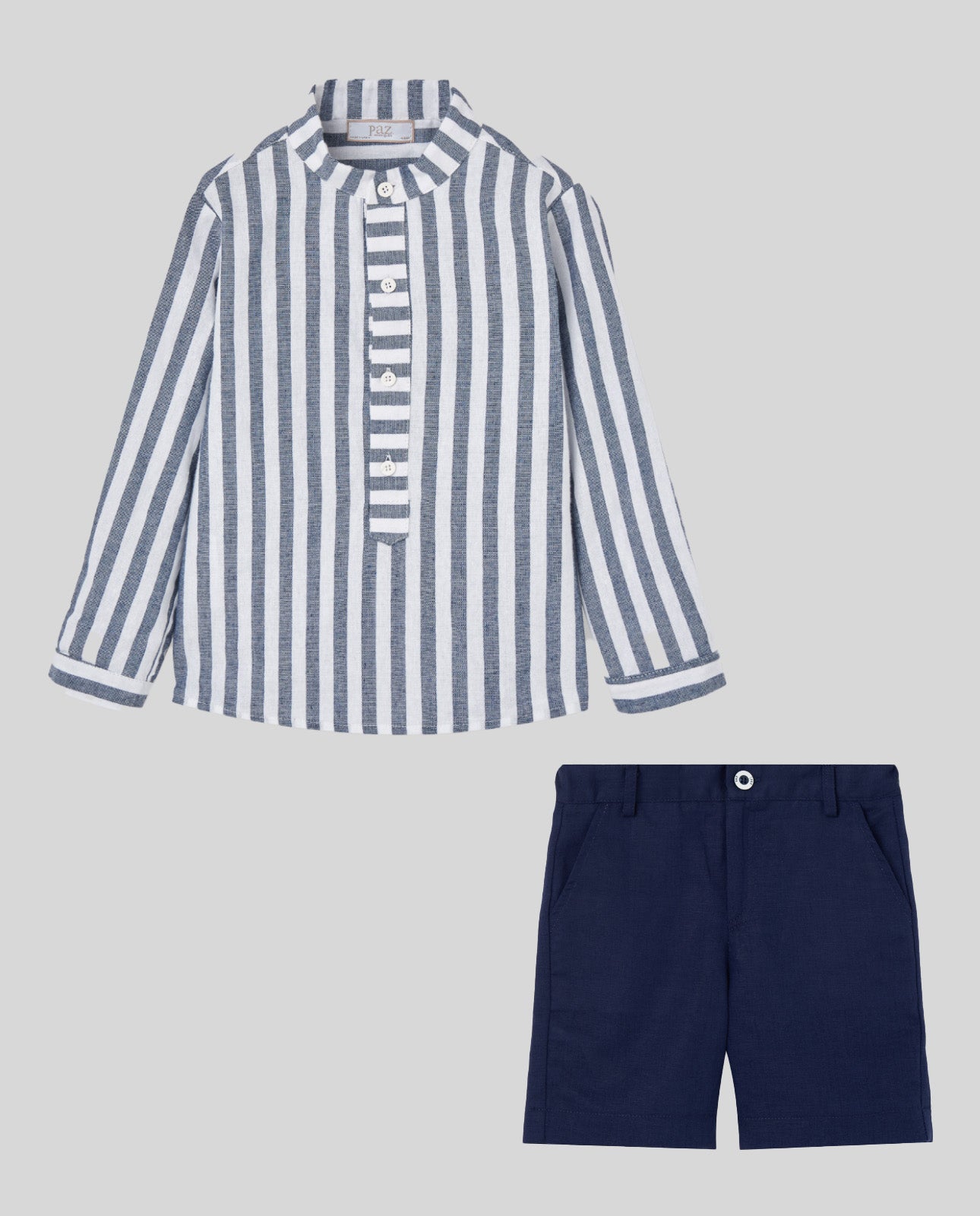 Striped Shirt and Tailored Shorts Set