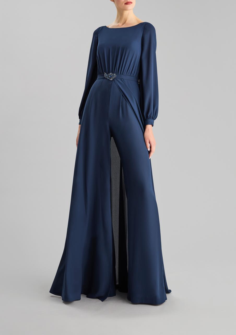 Jumpsuit with Flowing Chiffon Skirt by Pronovias