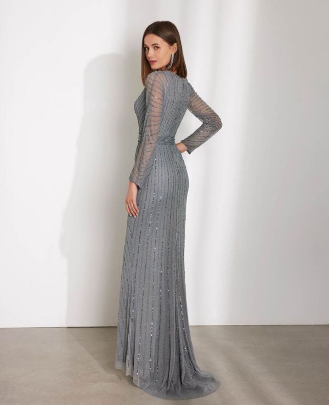 Rosa Clara's Hand-Beaded V-Neck Gown