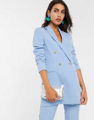 Stradivarius double breasted blazer & pants suit
