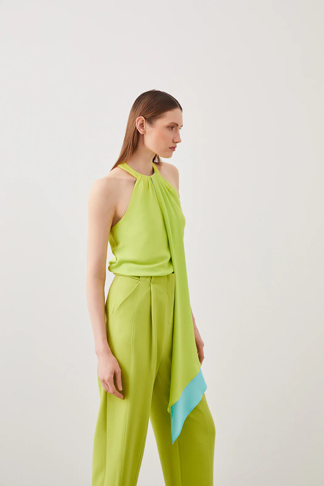 Halterneck collar tie blouse
