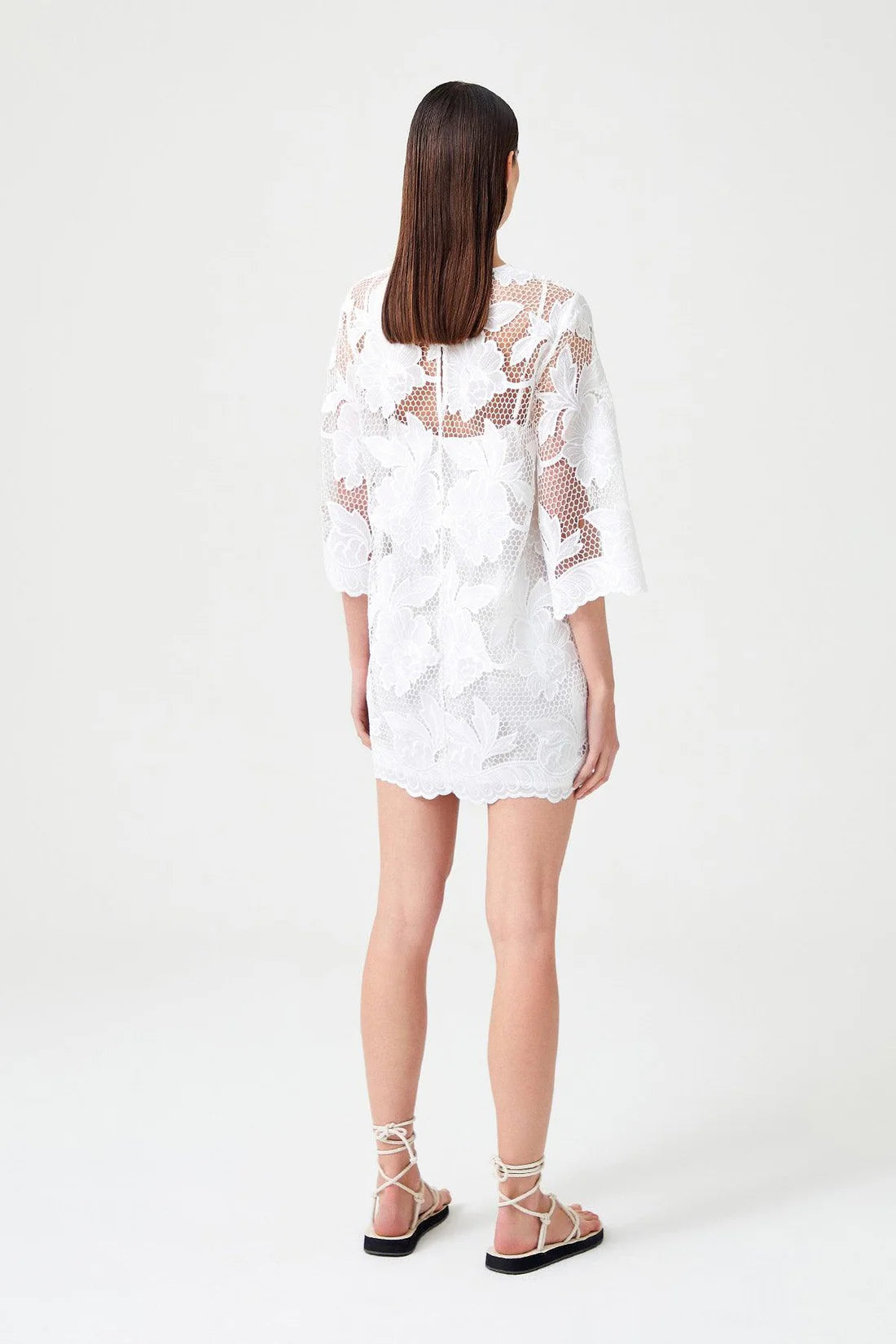 Lace embrodered floral mini dress