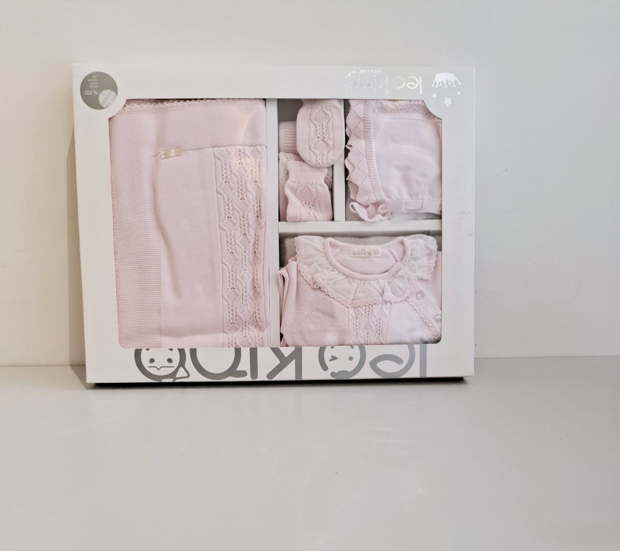 Pink knitted soft newborn hospital set