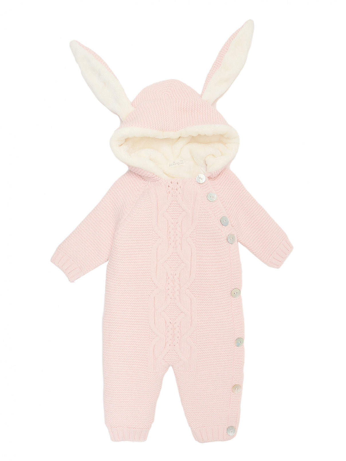 Side buttons knitted romper with bunny ears