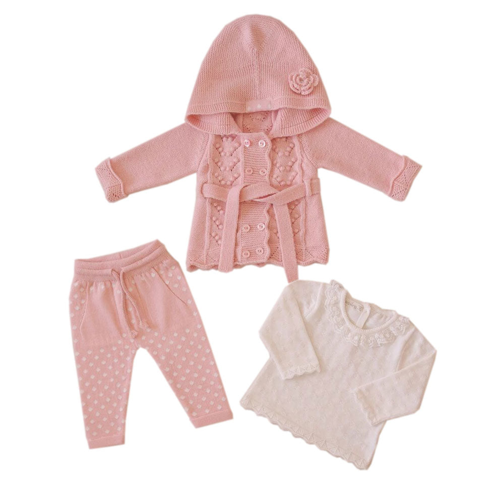 Wool coat ,t-shirt & leggings girls set