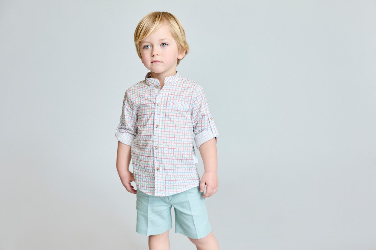 Boys' Classic Plaid Shirt and Shorts Set