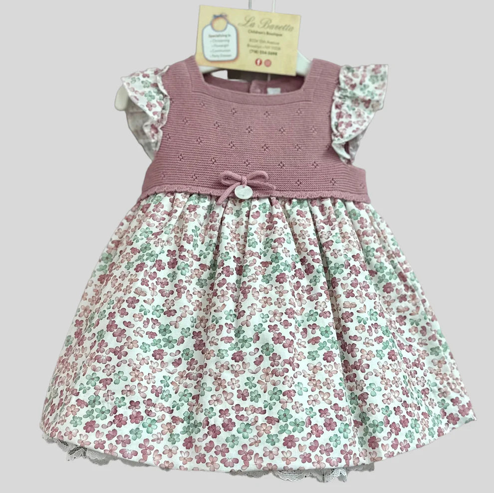 Floral Dress with Knit Bodice