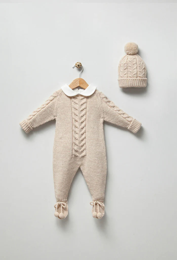 Romper with collar and beanie set