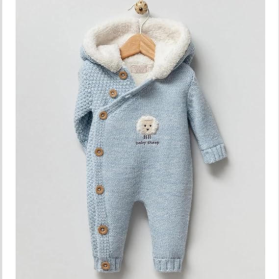 Hooded romper with sheep detail on the chest