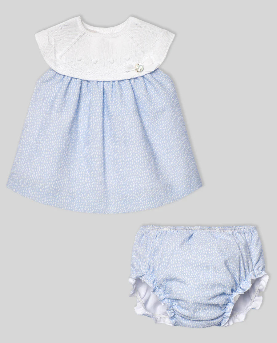 Cotton Dress | Sky Blue and White