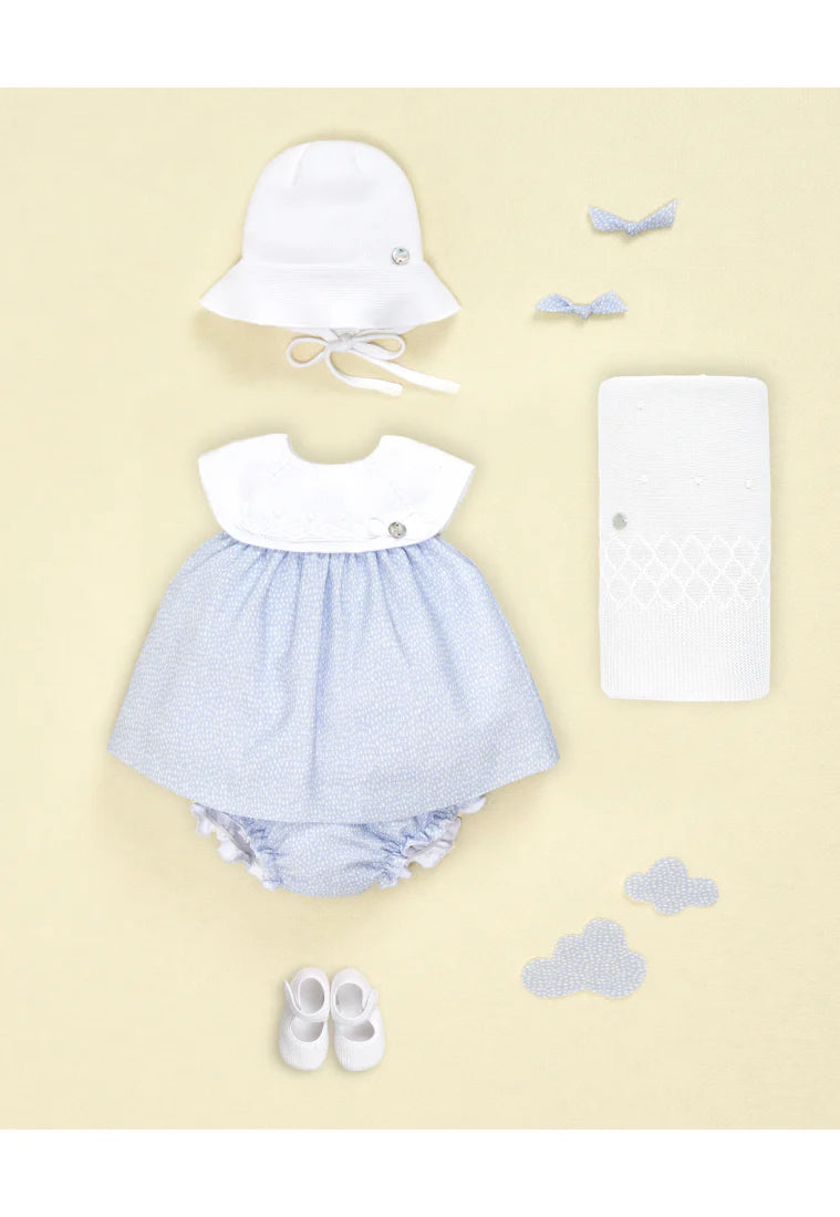 Cotton Dress | Sky Blue and White