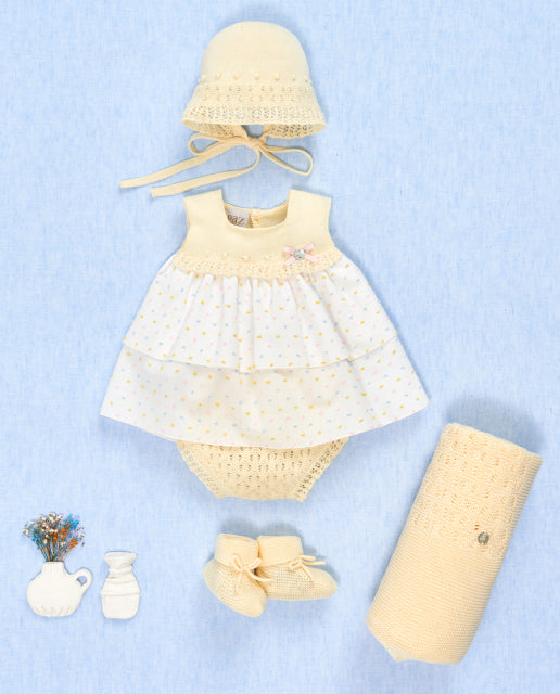 Bico lemon plumeti dress and bloomer set