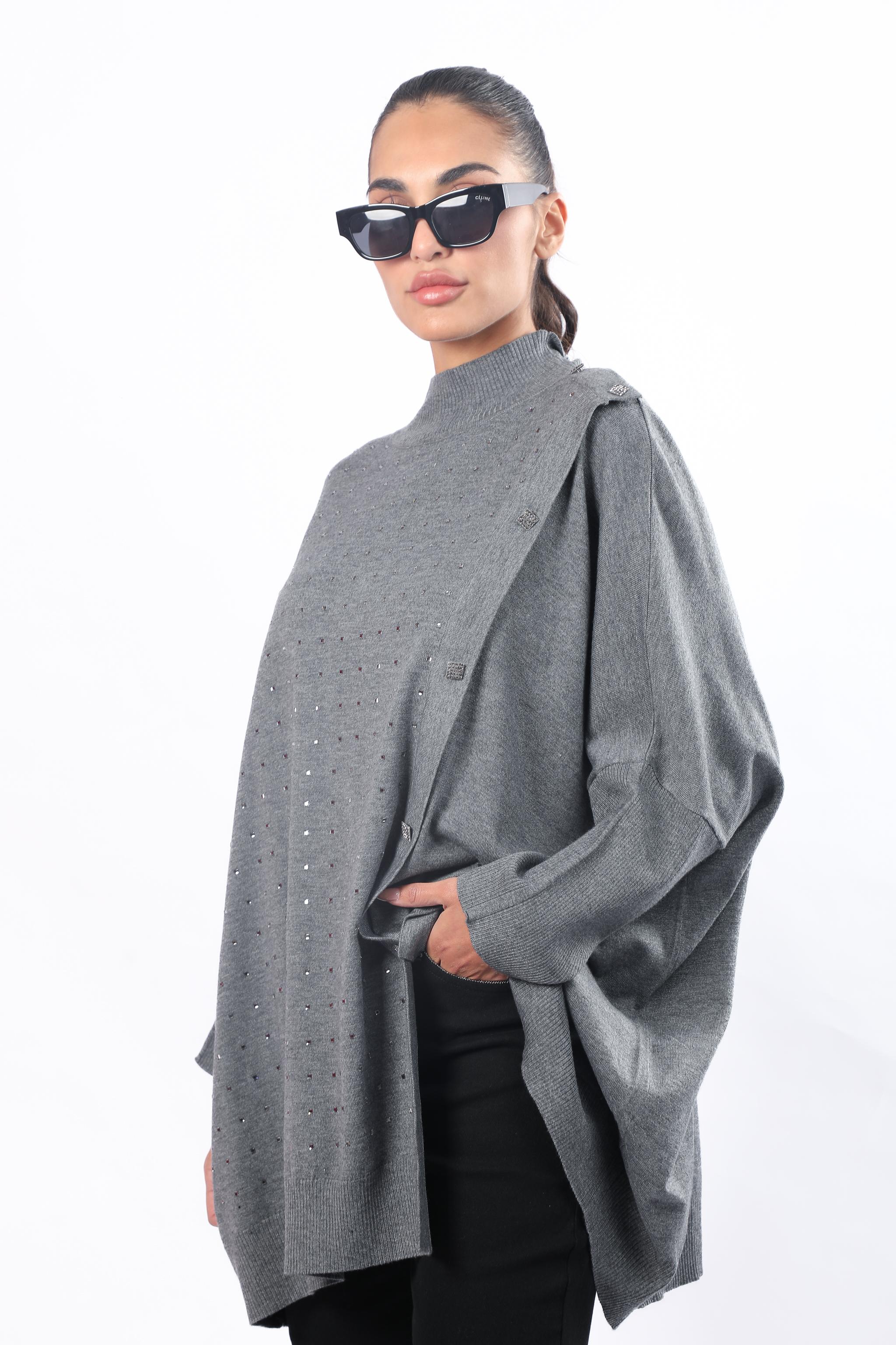 Embellished Mock-Neck Tunic Knitwear