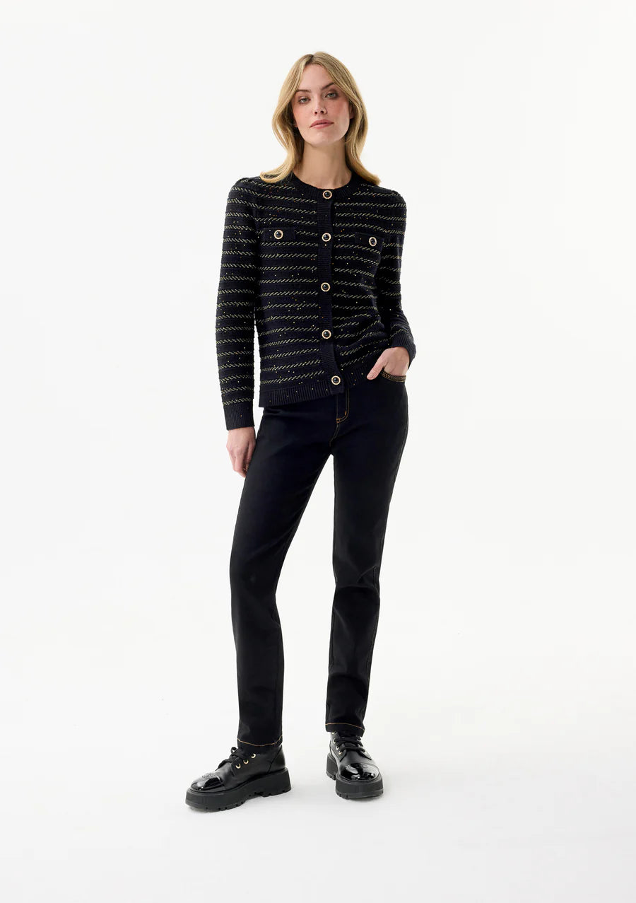 Textured Gold Striped Knitwear