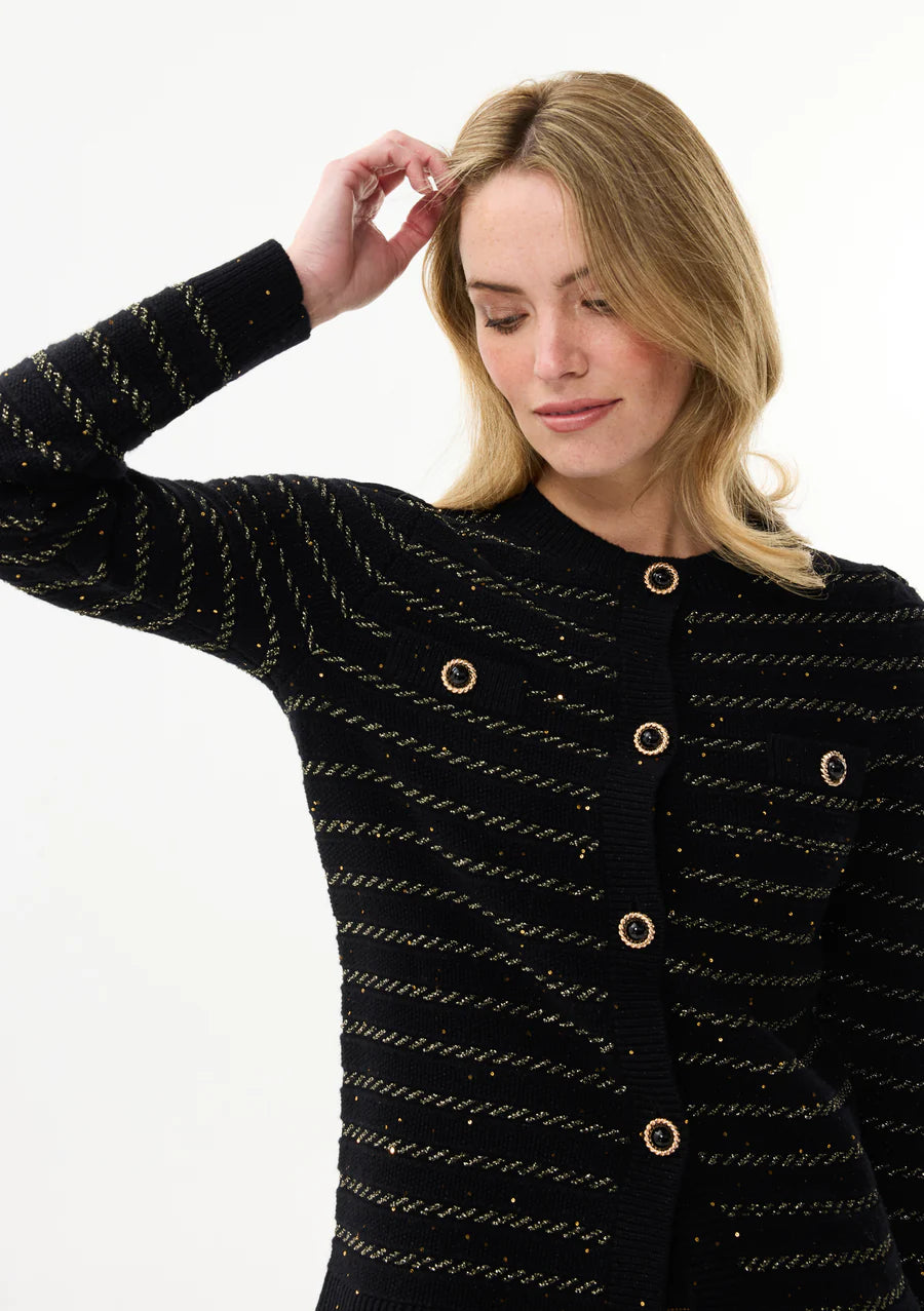 Textured Gold Striped Knitwear