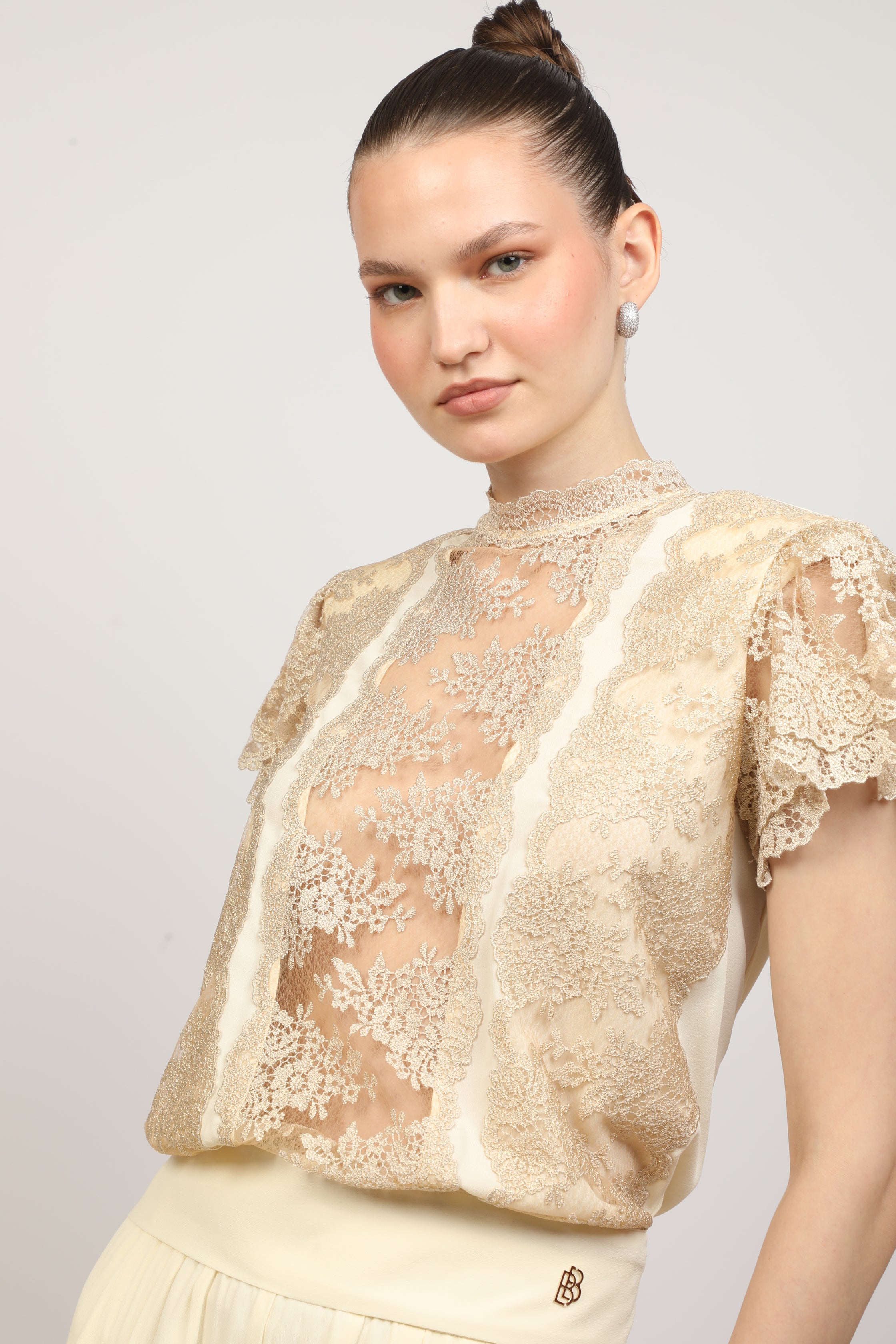 Lace & satin blouse