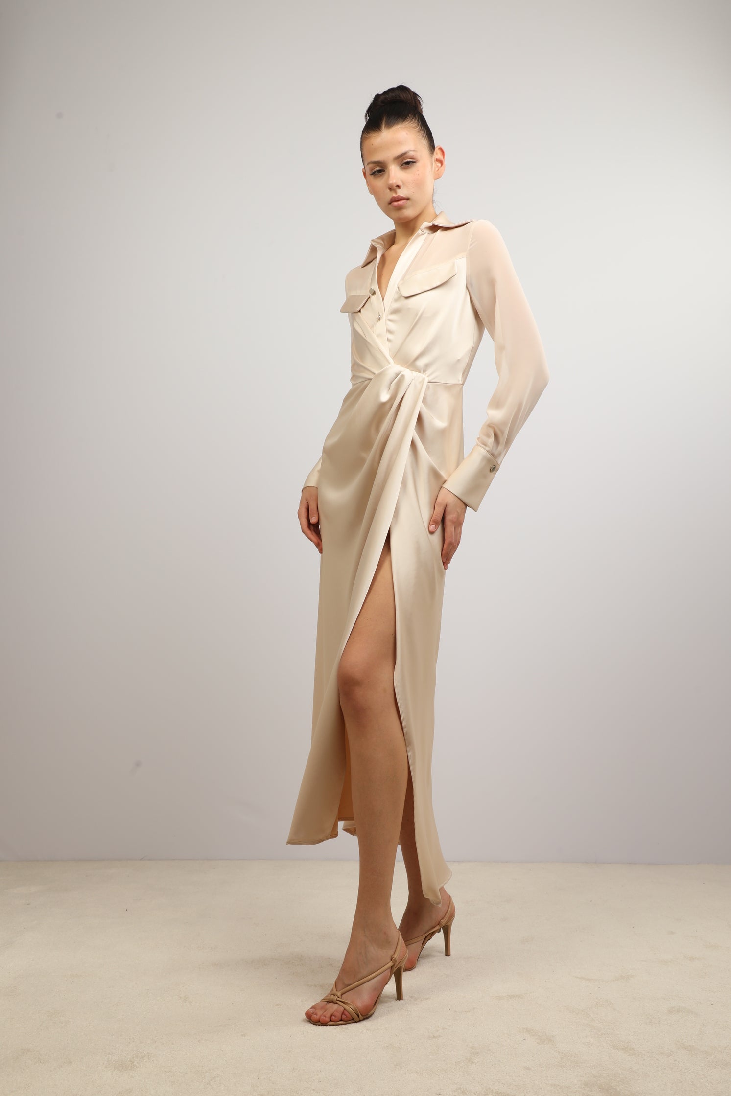 Babylon shirt dress with deep slit
