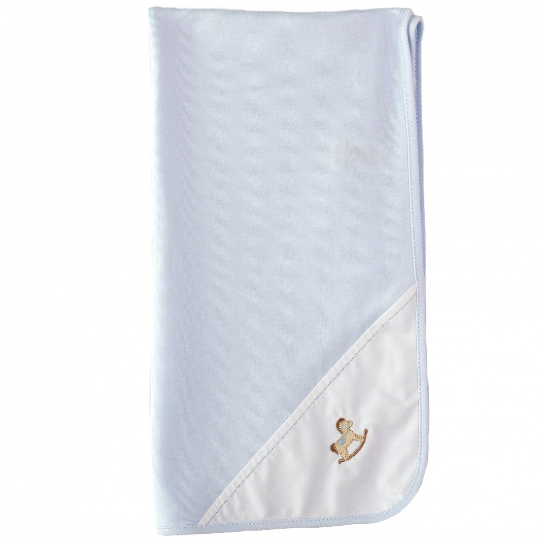 Rocking horse burp cloth with pique.