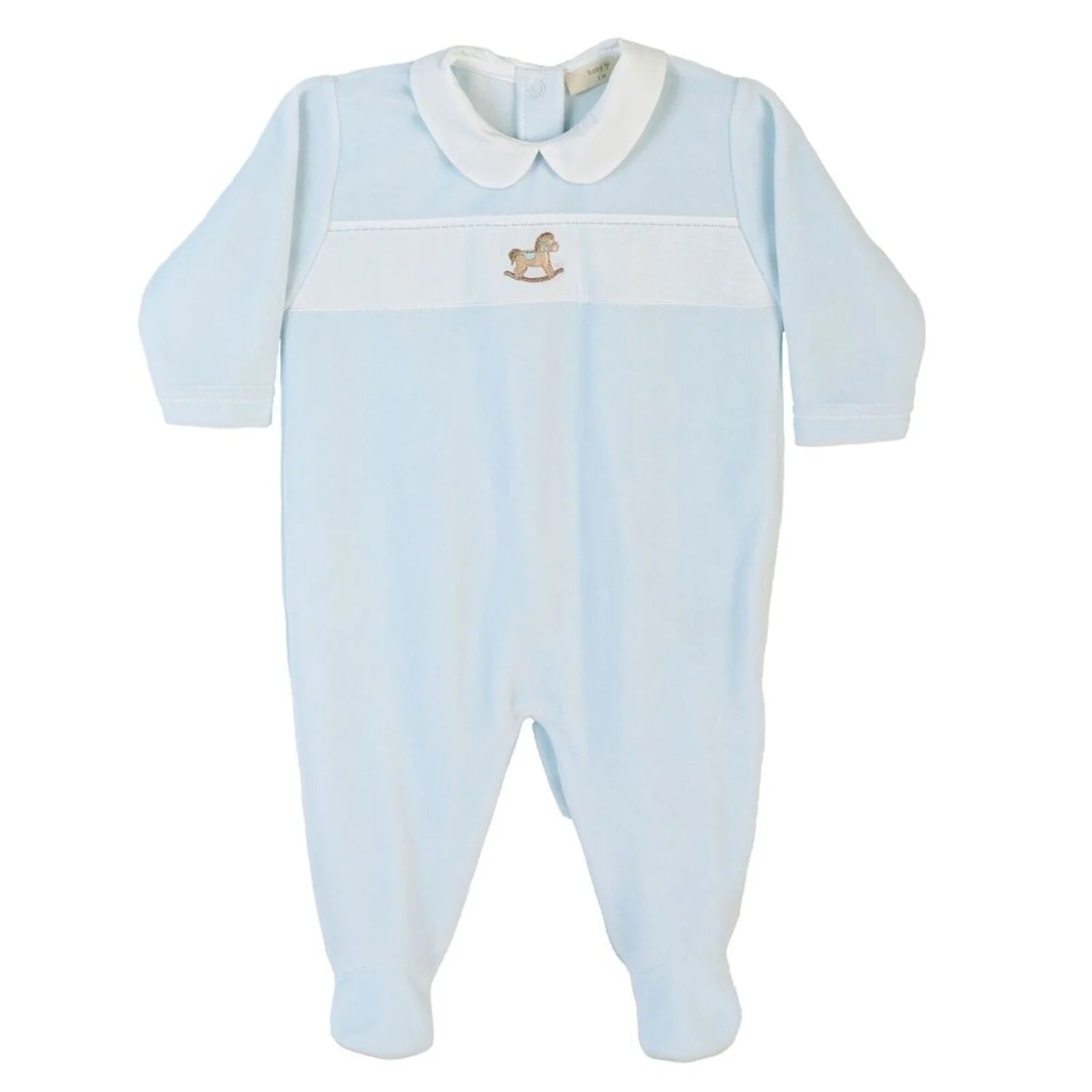 Rocking horse babygrow with pique.