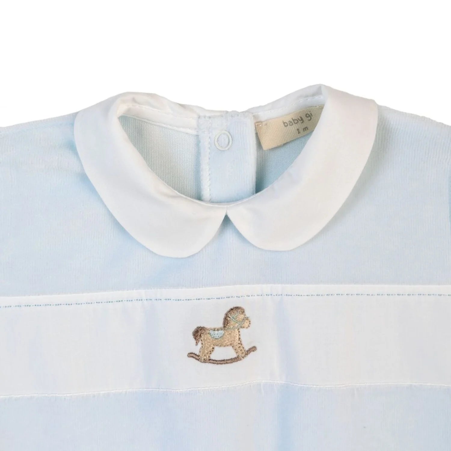 Rocking horse babygrow with pique.