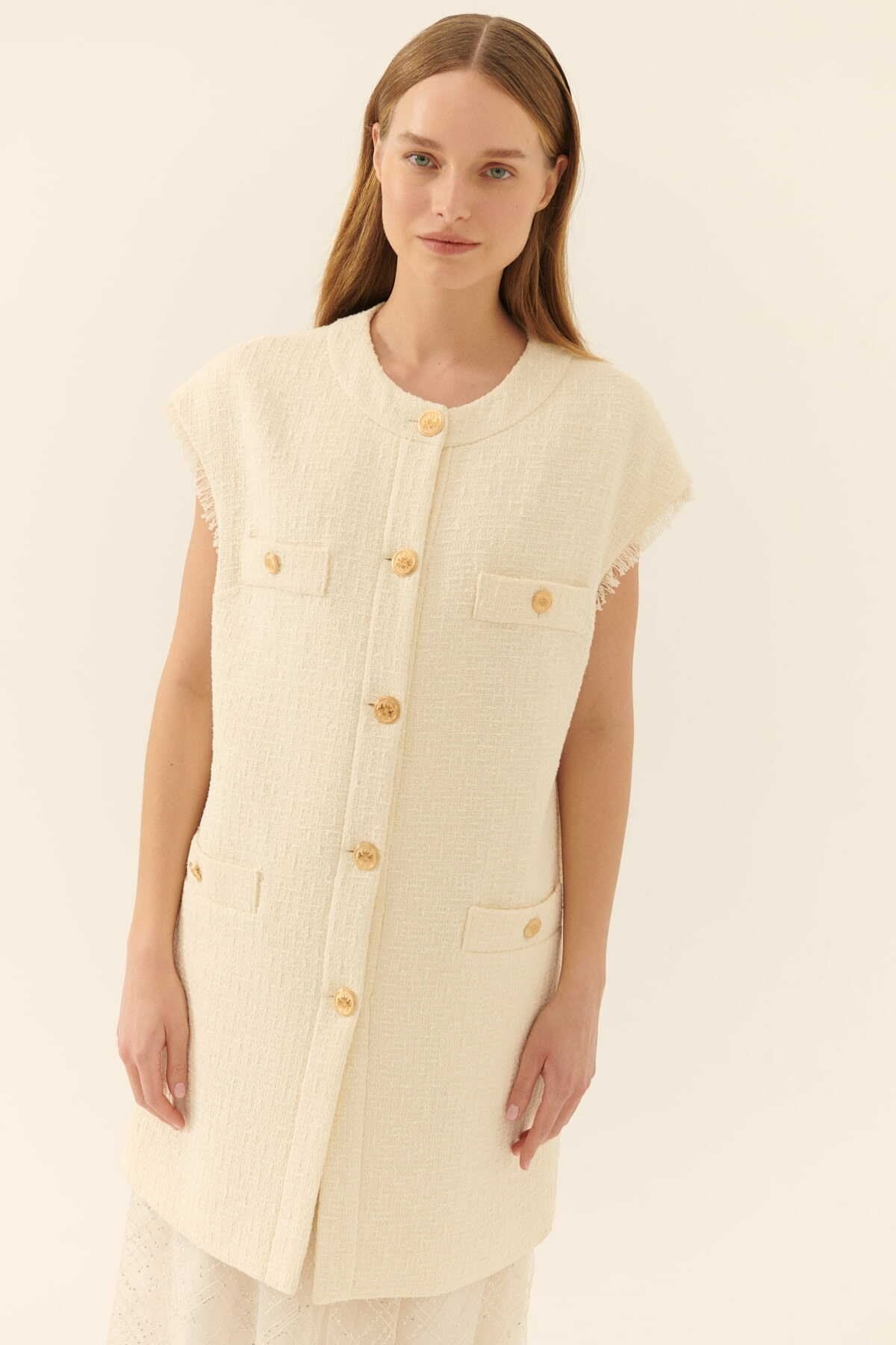 Sleeveless tweed dress