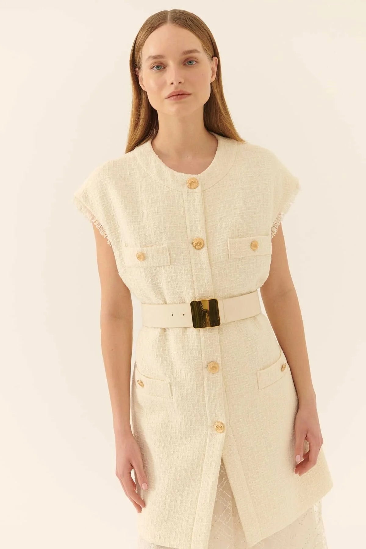 Sleeveless tweed dress