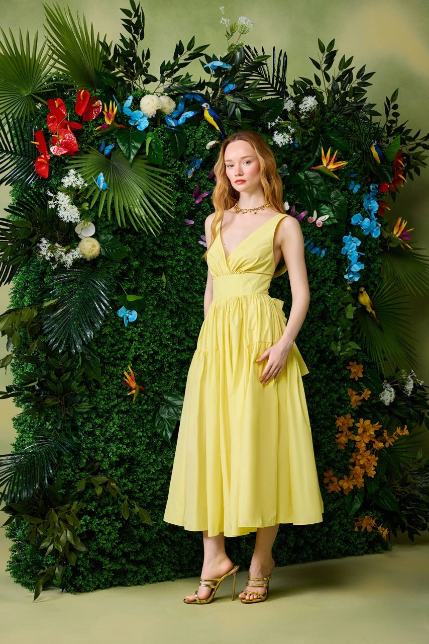 Strappy Taffeta Midi Dress