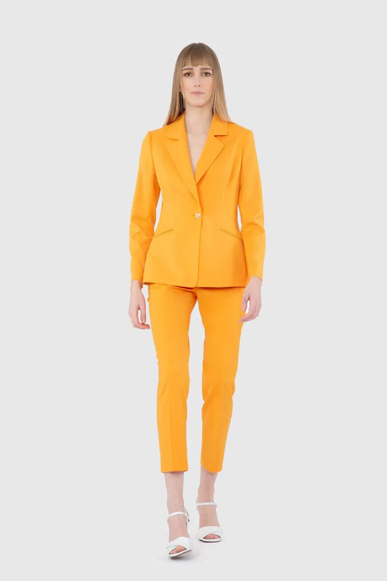 Fitted Blazer Single Button Orange Jacket